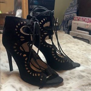 Black cut out , lace up heels
